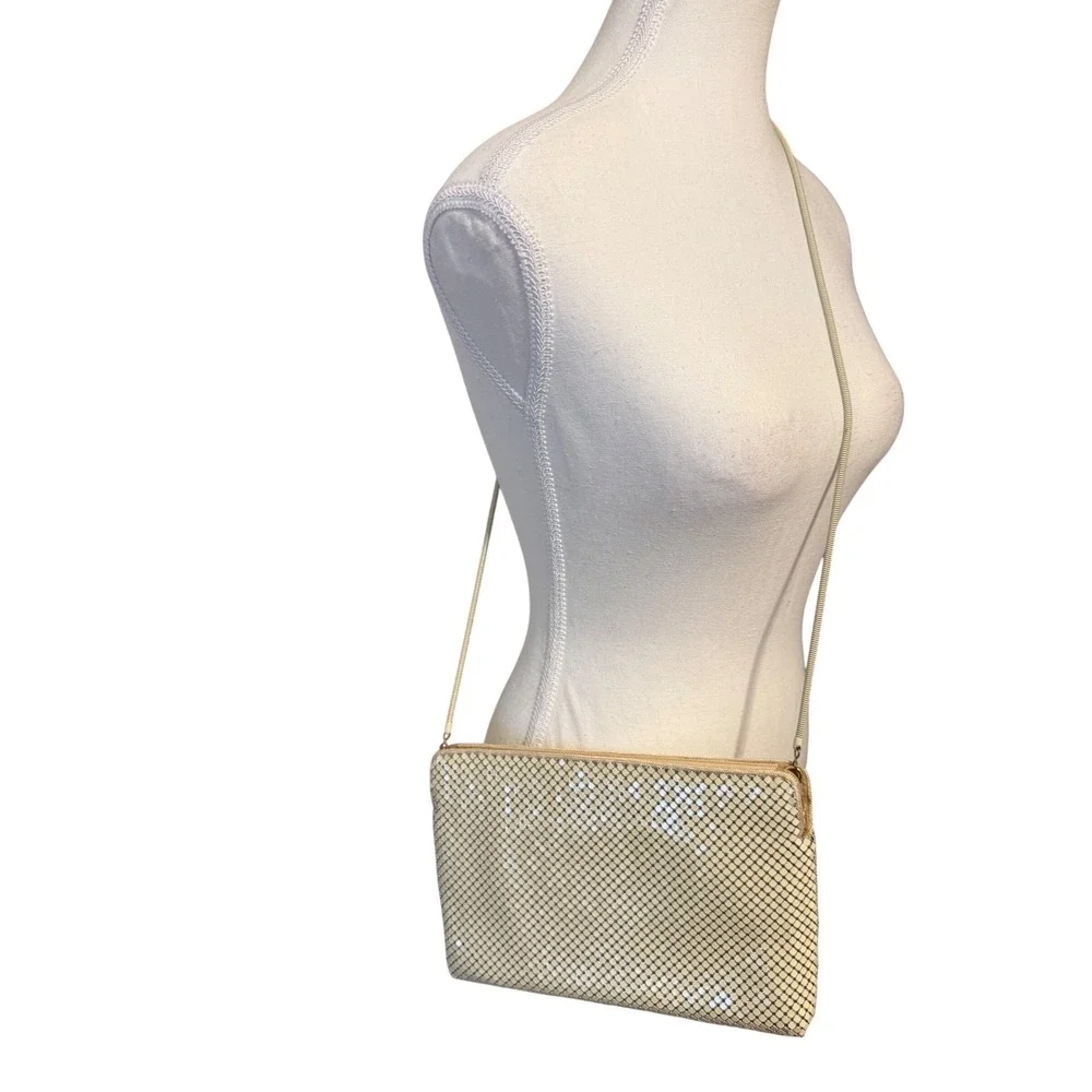 Du Val Vintage Mesh Crossbody Bag Cream Cream Metal Mesh Evening Purse Hong Kong